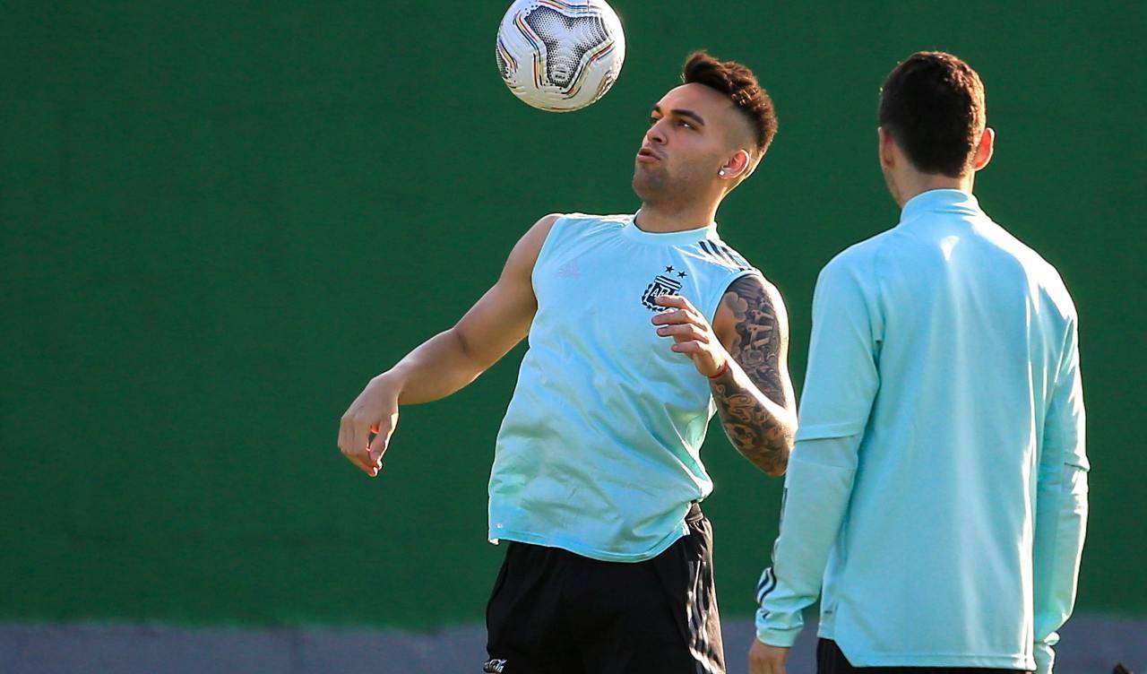 Inter, Lautaro Martinez in allenamento