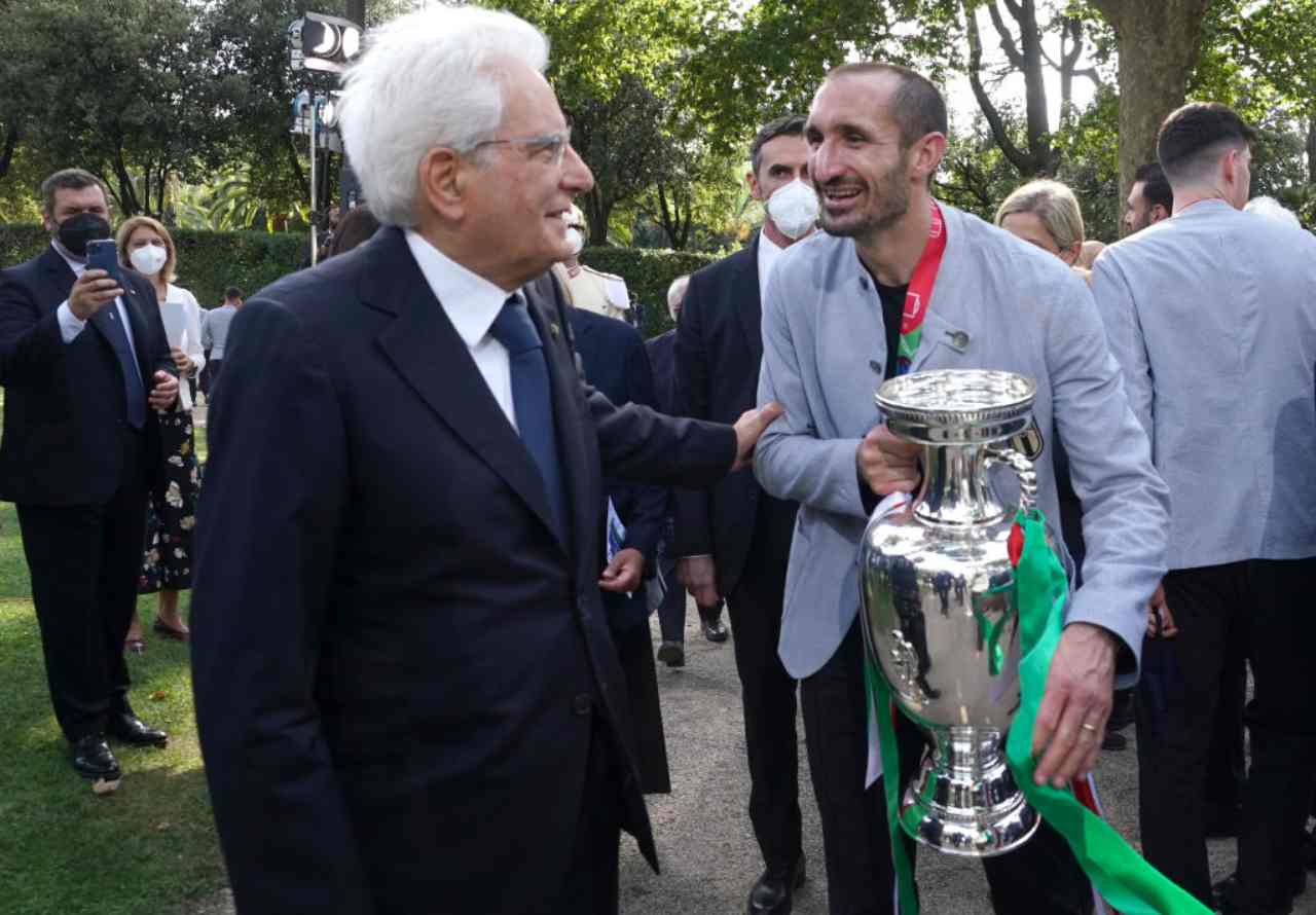 Chiellini con il presidente Mattarella