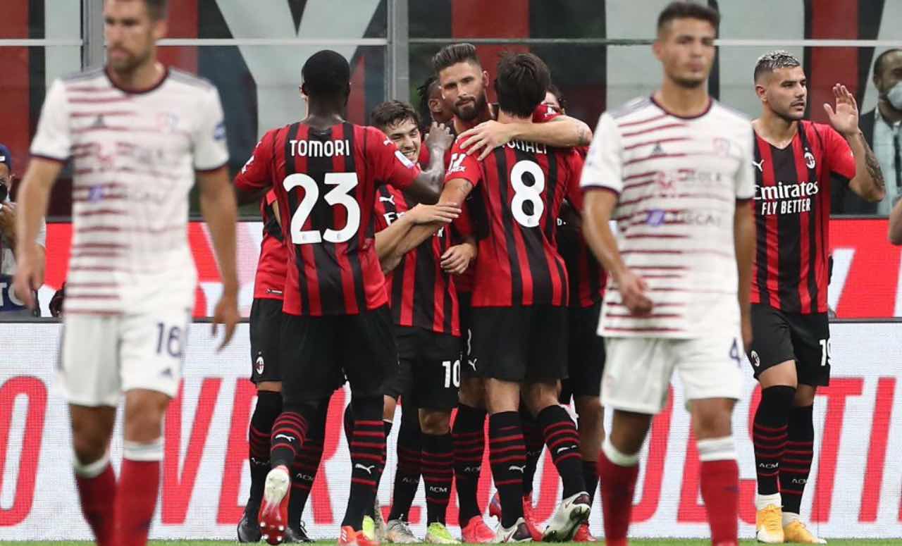 Il Milan esulta contro il Cagliar
