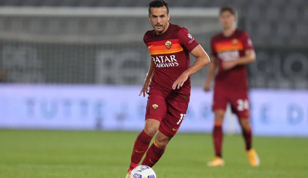 Pedro durante la sua ultima apparizione con la maglia della Roma in una gara ufficiale