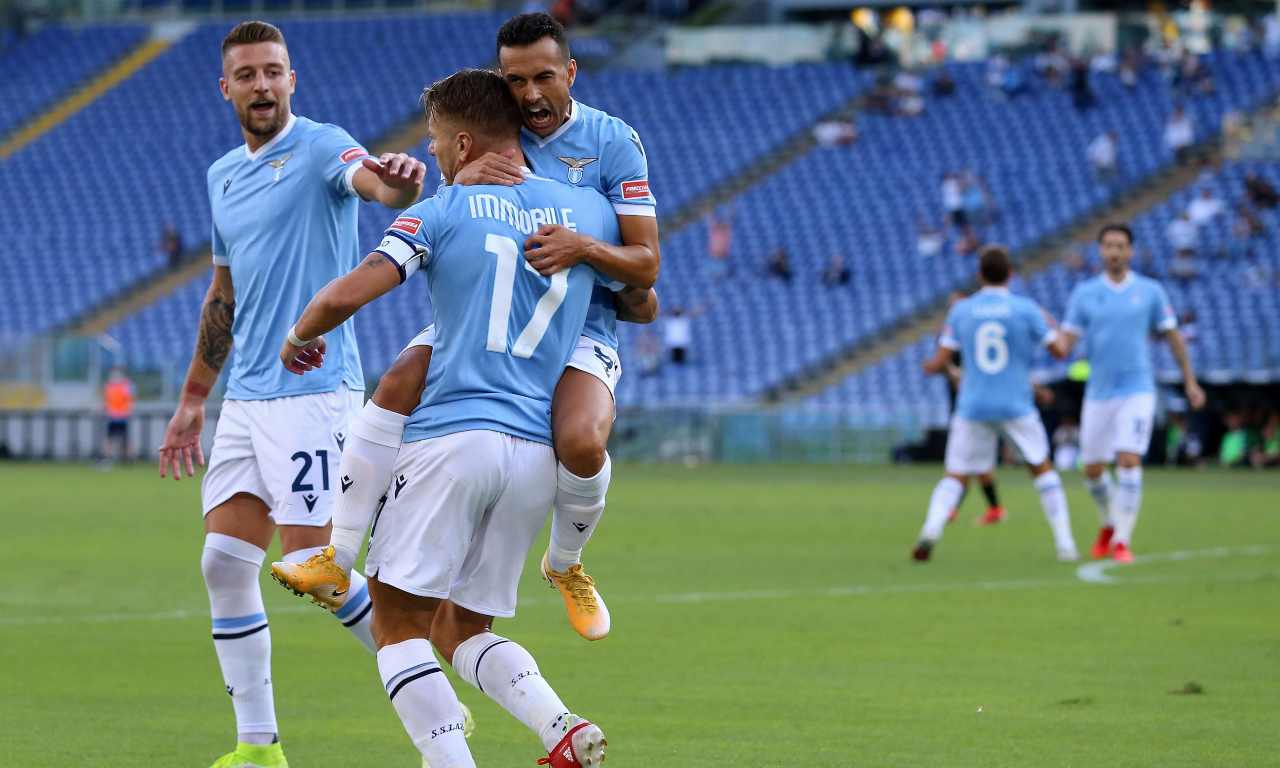 Lazio-Spezia: Immobile, Pedro e Milinkovic esultano