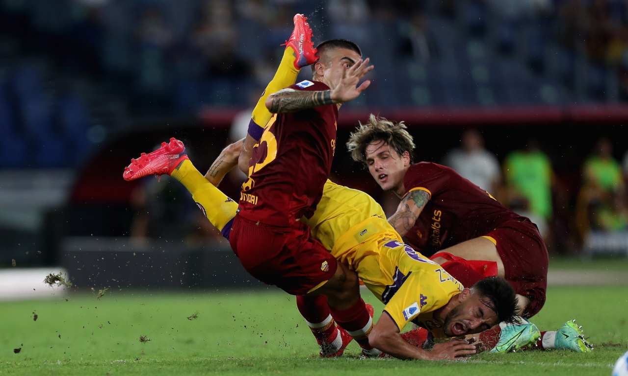 Roma-Fiorentina, Zaniolo a contrasto