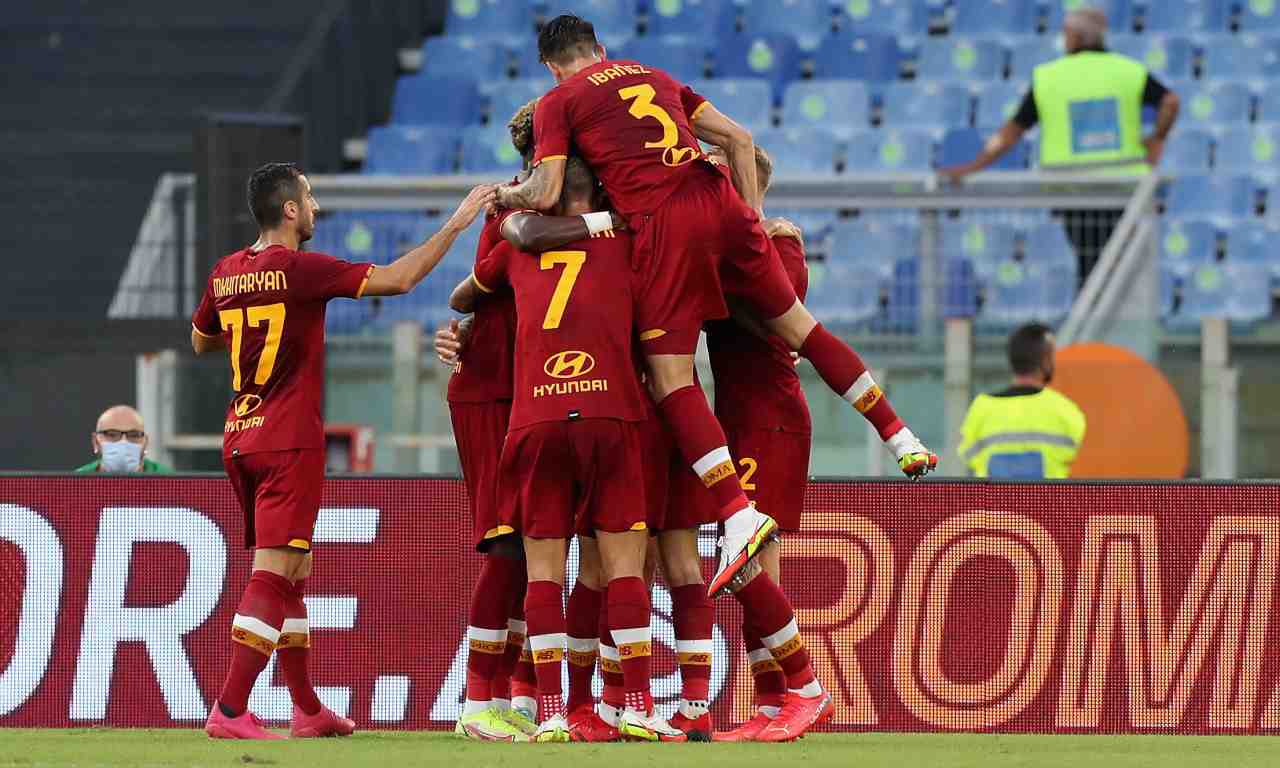 Roma-Trabzonspor, l'esultanza al gol di Cristante