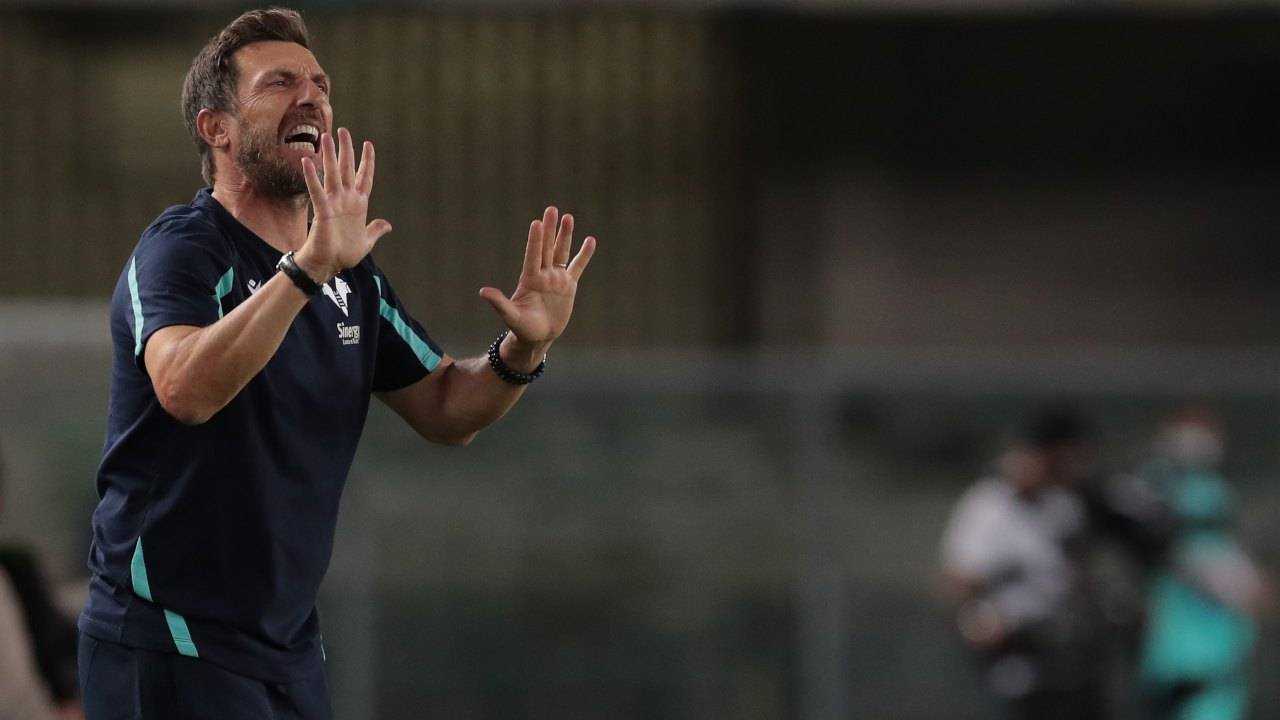 Di Francesco durante la sua ultima panchina con l'Hellas Verona