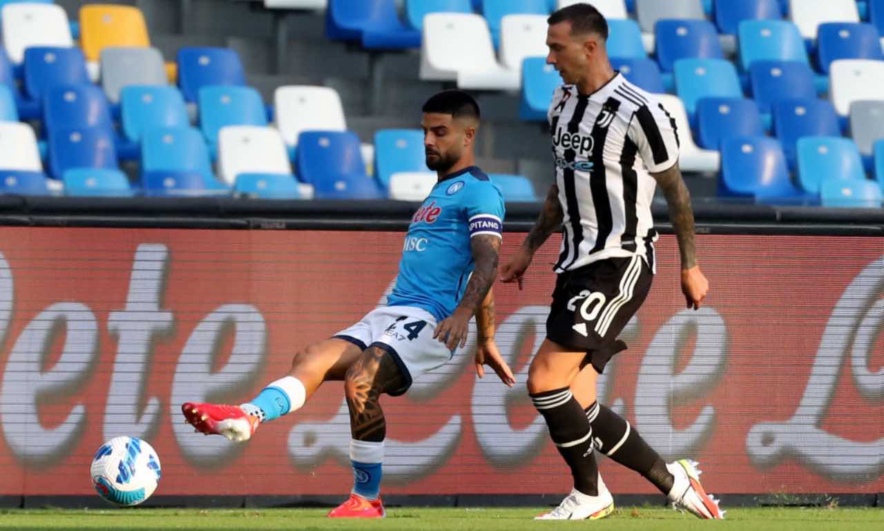 Insigne e Bernardeschi durante Napoli-Juventus 