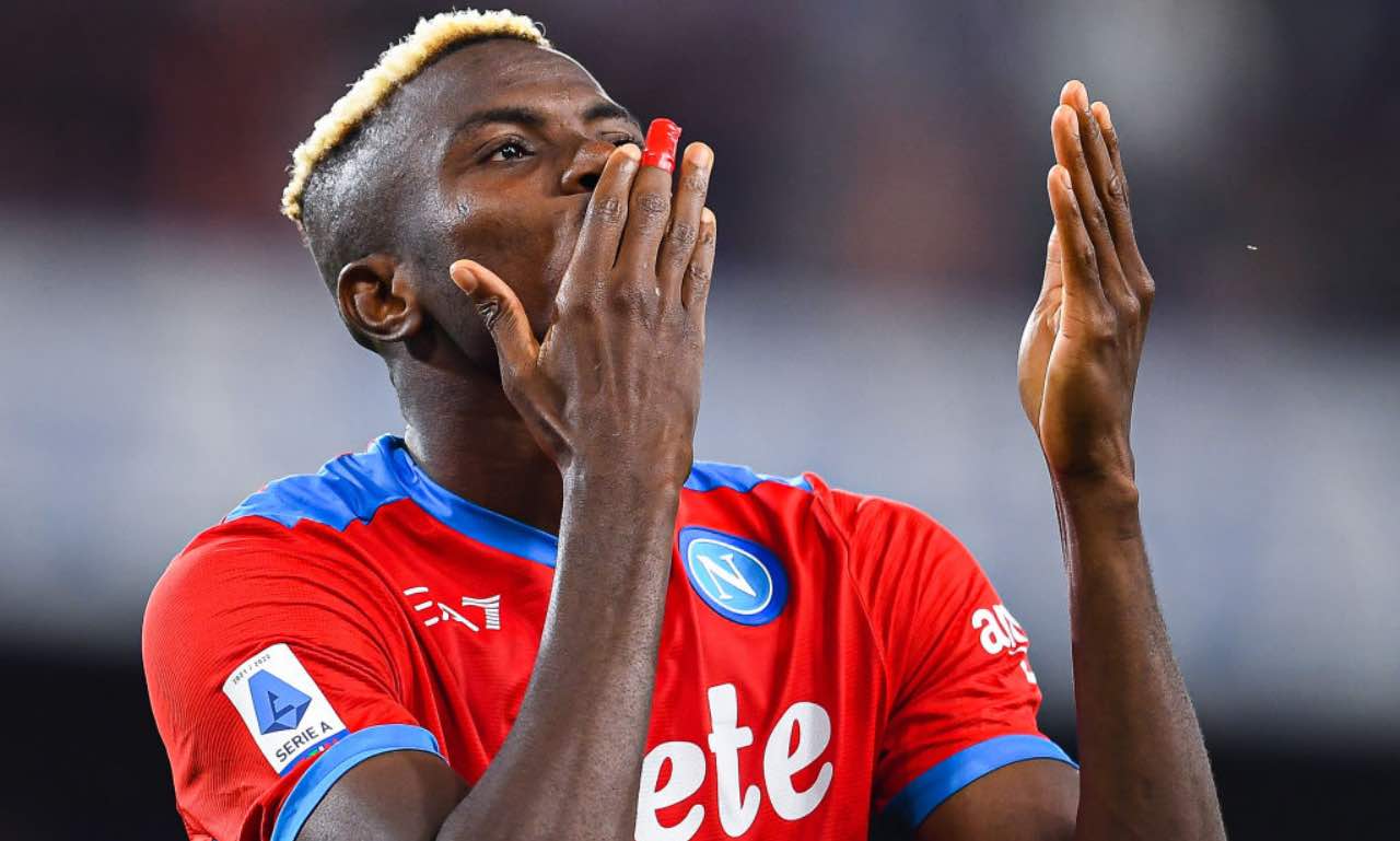 Osimhen esulta in Sampdoria-Napoli