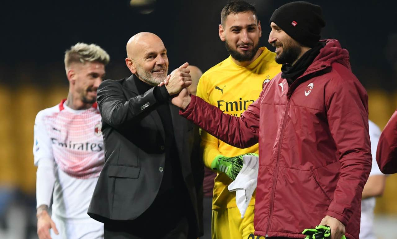 I fratelli Donnarumma con Pioli