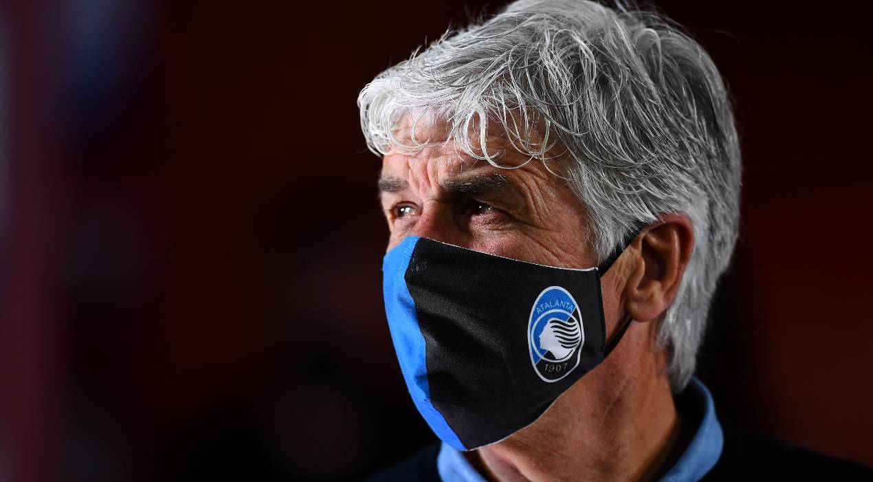 Atalanta-Young Boys, Gian Piero Gasperini con la mascherina
