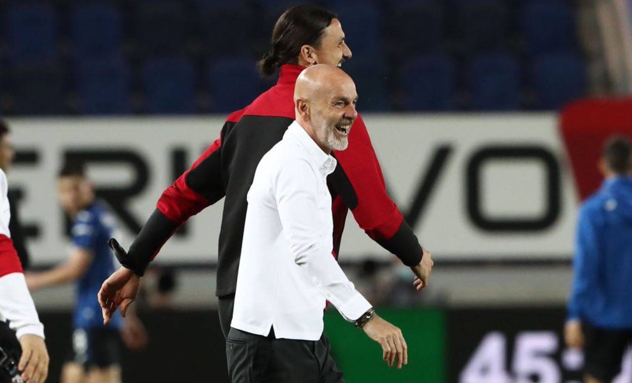 Ibrahimovic e Pioli in Atalanta-Milan