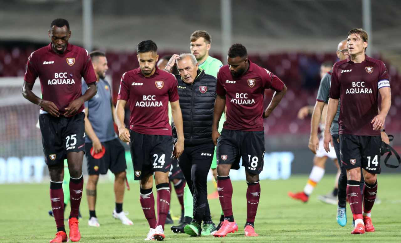 Salernitana dopo la partita contro la Roma