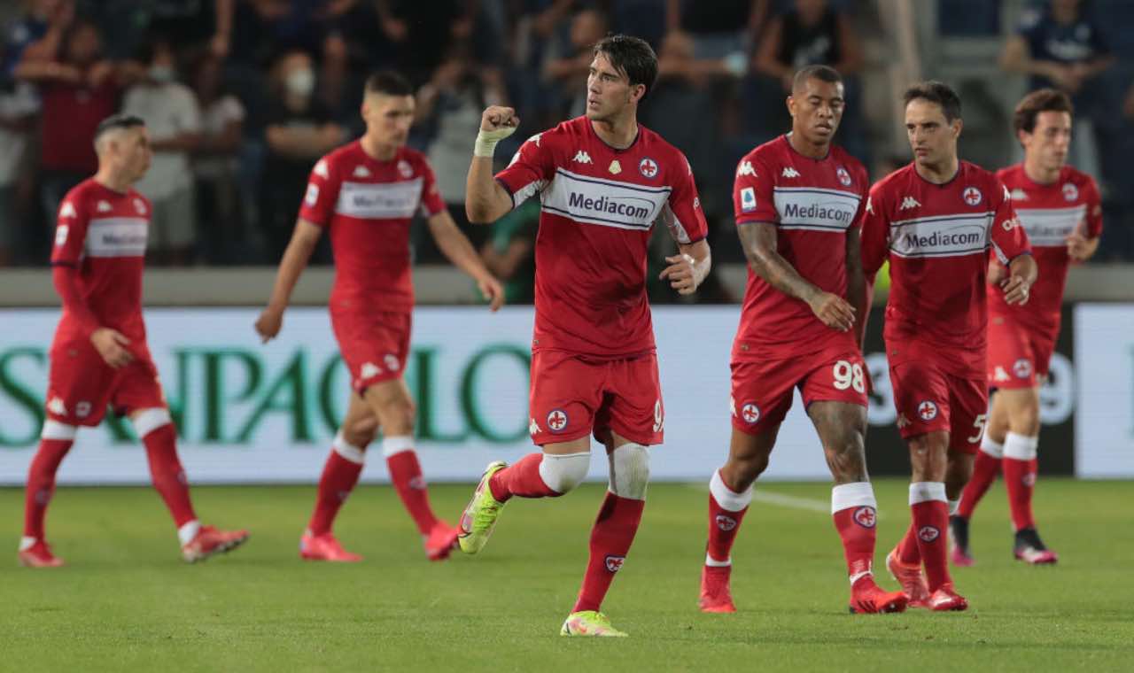 Fiorentina in campo contro l'Atalanta