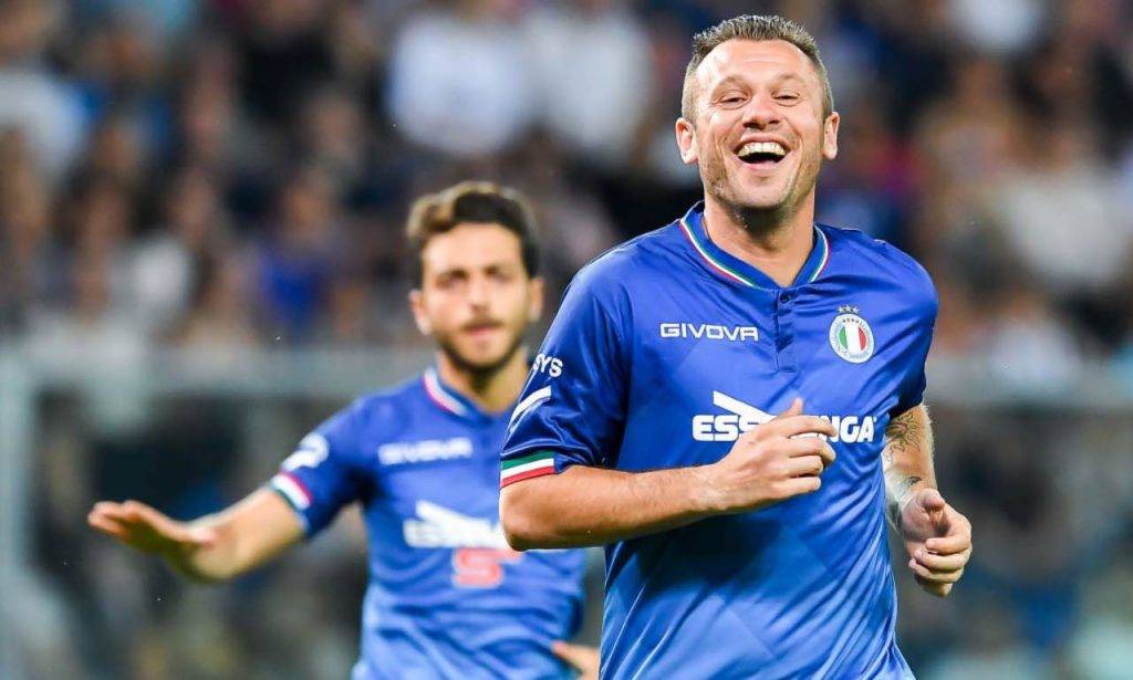 Cassano durante la partita del cuore