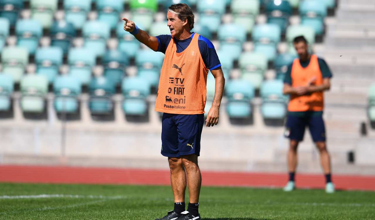 Mancini in allenamento