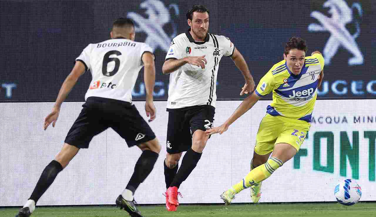Un'azione di Spezia Juventus