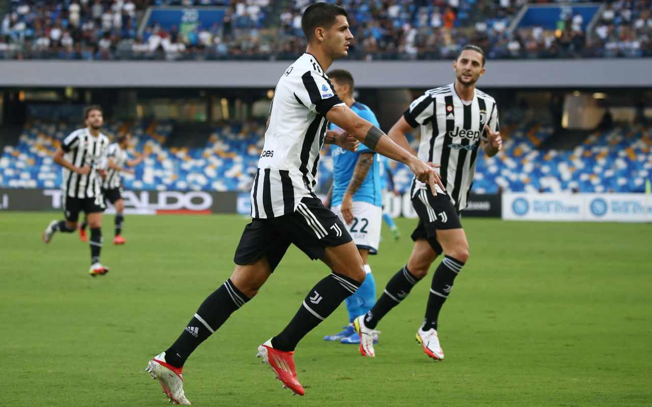 Napoli-Juve, esultanza di Morata