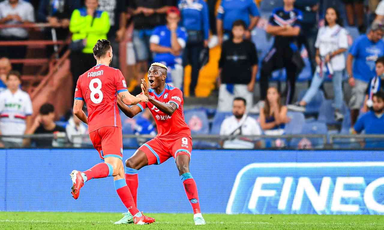 Sampdoria-Napoli, Fabian e Osimhen esultano
