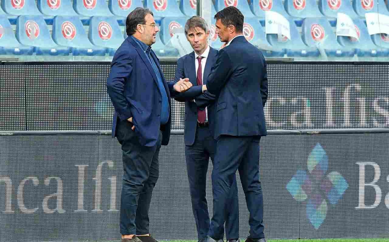 Maldini e Massara parlano con Faggiano