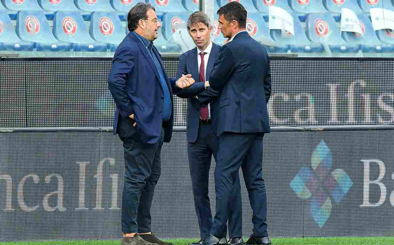 Faggiano parla con Massara e Maldini