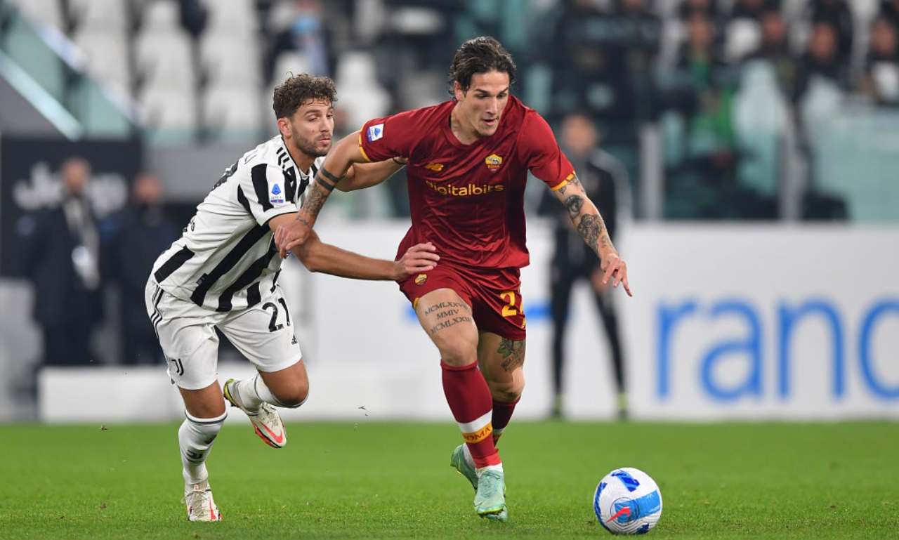 Locatelli e Zaniolo durante Juve-Roma