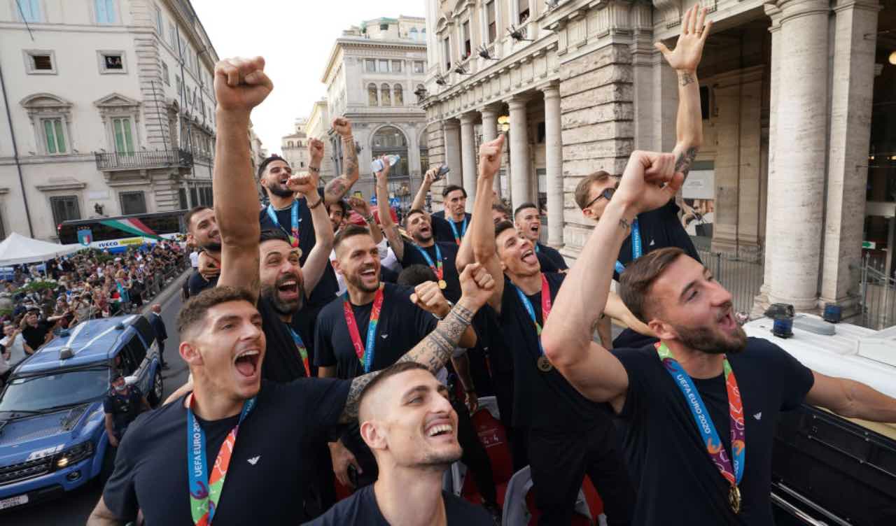 La Nazionale italiana festeggia EURO 2020