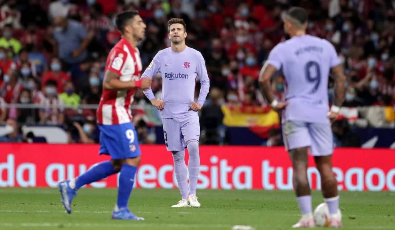 Pique deluso durante Atletico Madrid-Barcellona