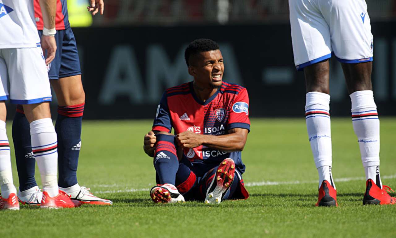 Dalbert s'infortuna in Cagliari-Sampdoria 