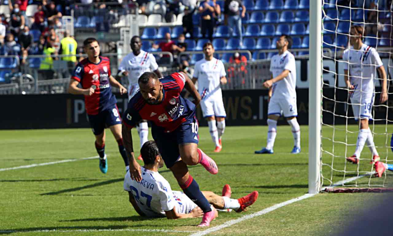 Joao Pedro esulta contro la Sampdoria 