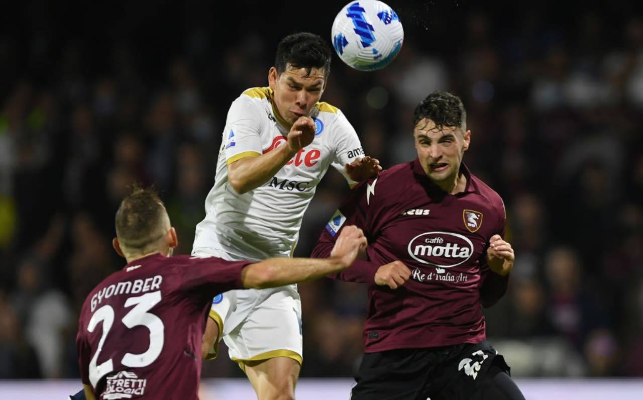 Lozano in azione in Salernitana-Napoli 