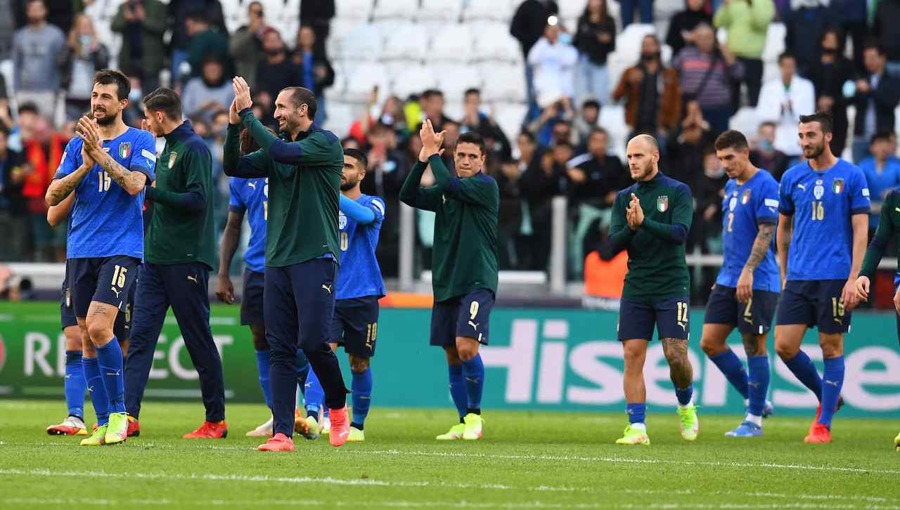 L'Italia festeggia la vittoria contro il Belgio