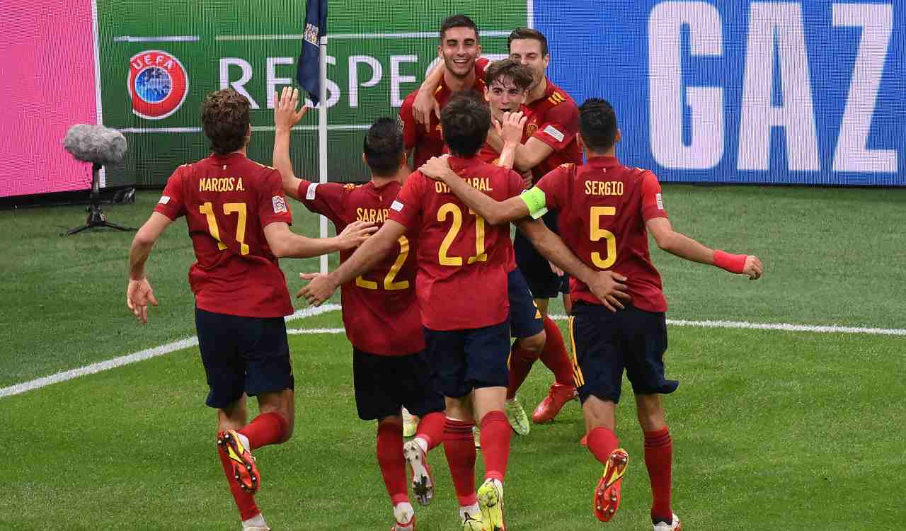 La Spagna esulta per il gol