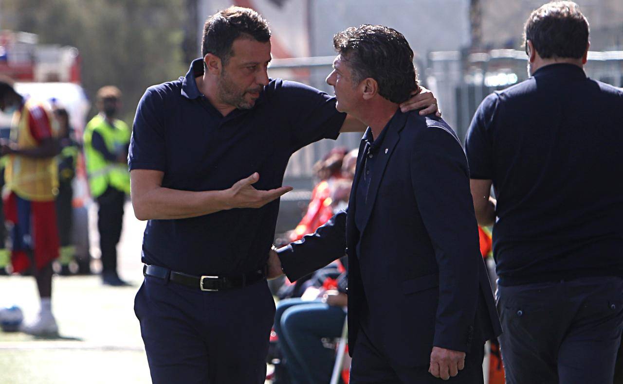 Cagliari-Sampdoria, il saluto tra D'Aversa e Mazzarri