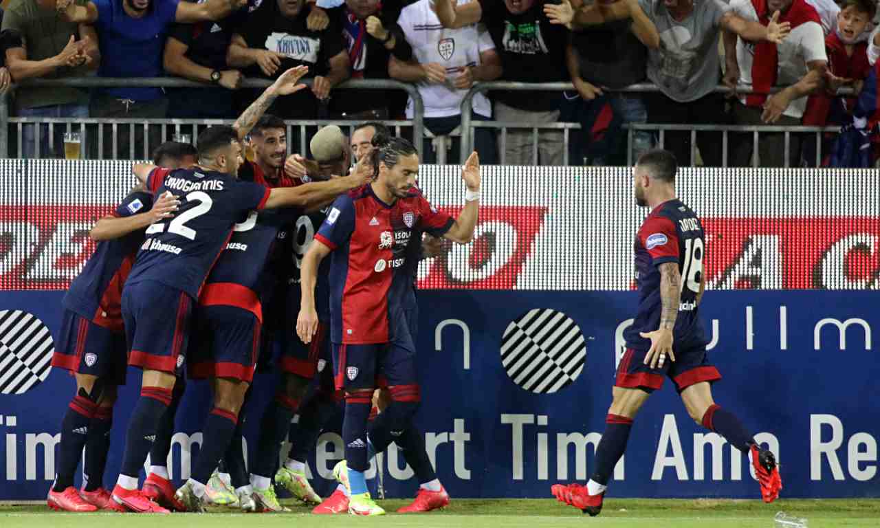 Cagliari-Venezia, esultanza al gol di Keità