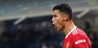 Cristiano Ronaldo urla dopo il gol United