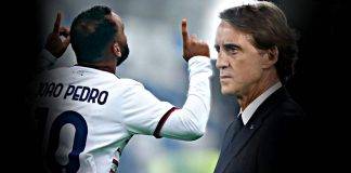 Joao Pedro esulta e Roberto Mancini