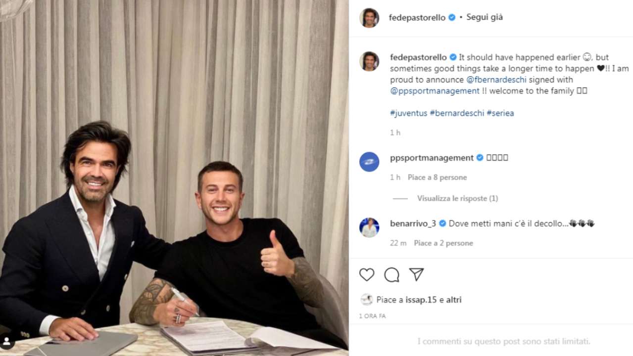 Bernardeschi e Pastorello al momento della firma