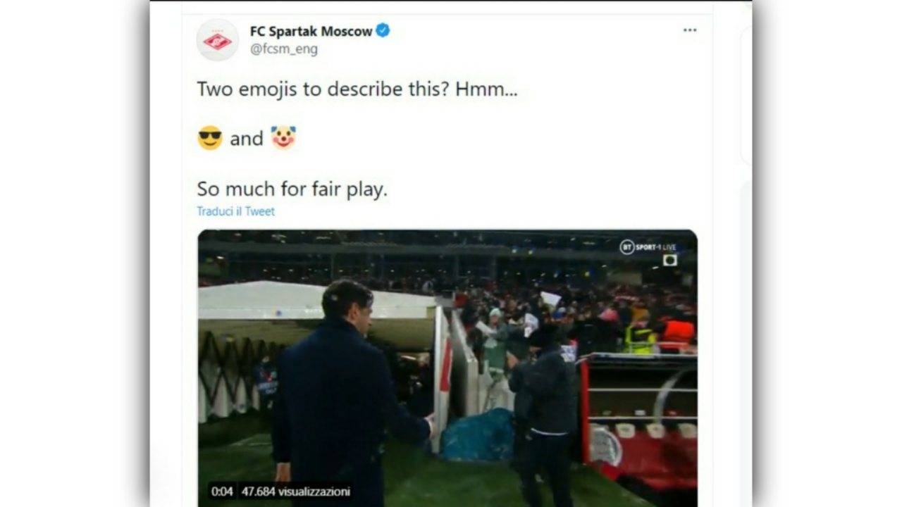 Il tweet dello Spartak Mosca contro Spalletti