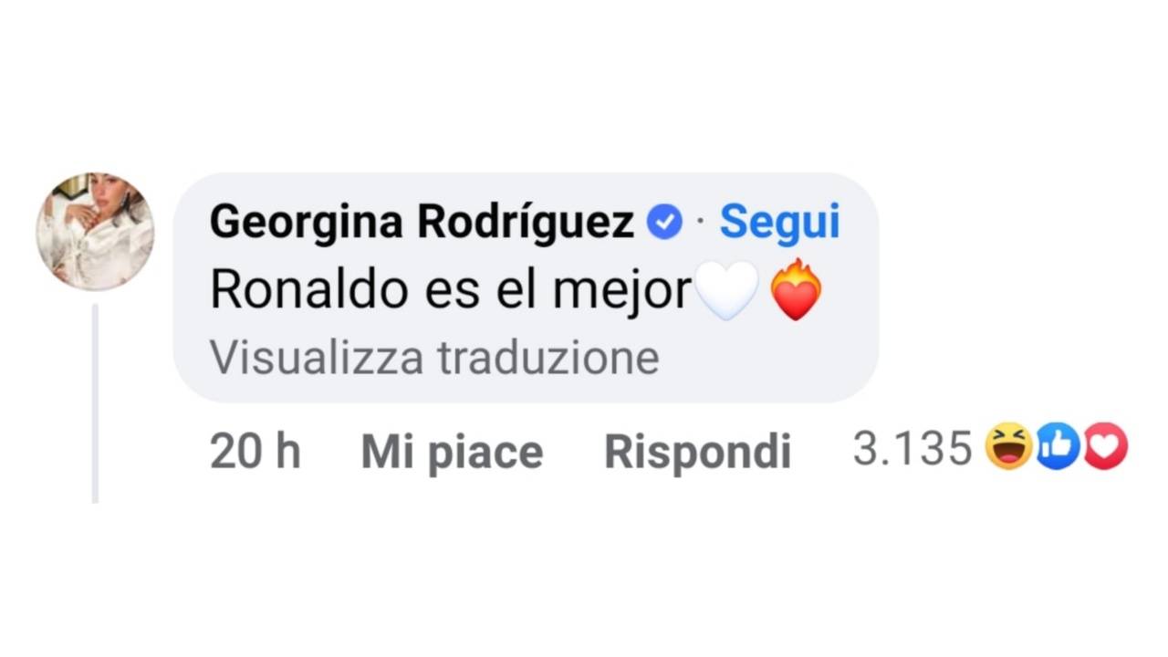 Commento su Facebook di Georgina al post di Messi