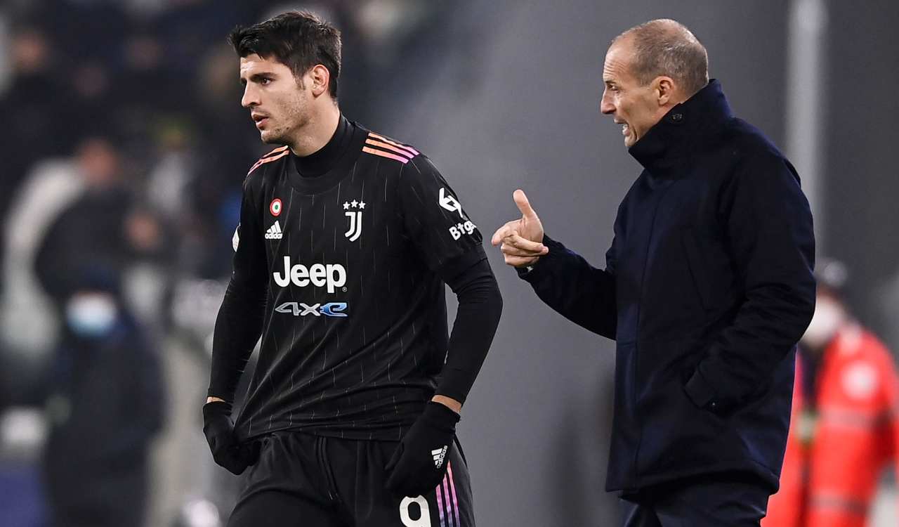 Allegri e Morata in panchina