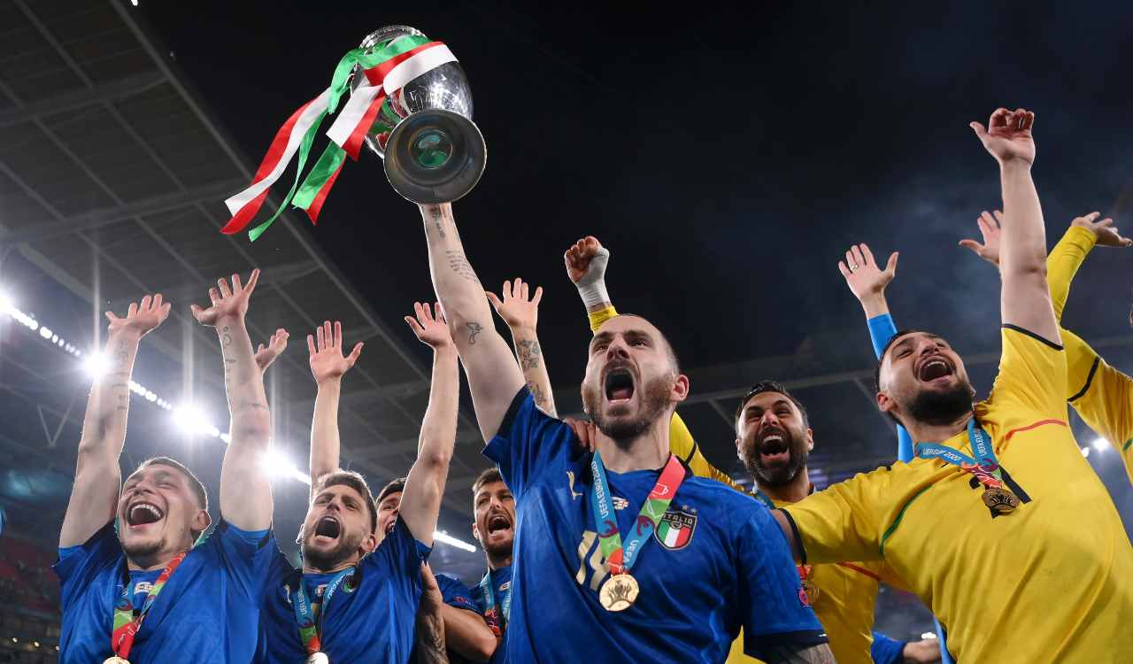 Bonucci festeggia con la Nazionale