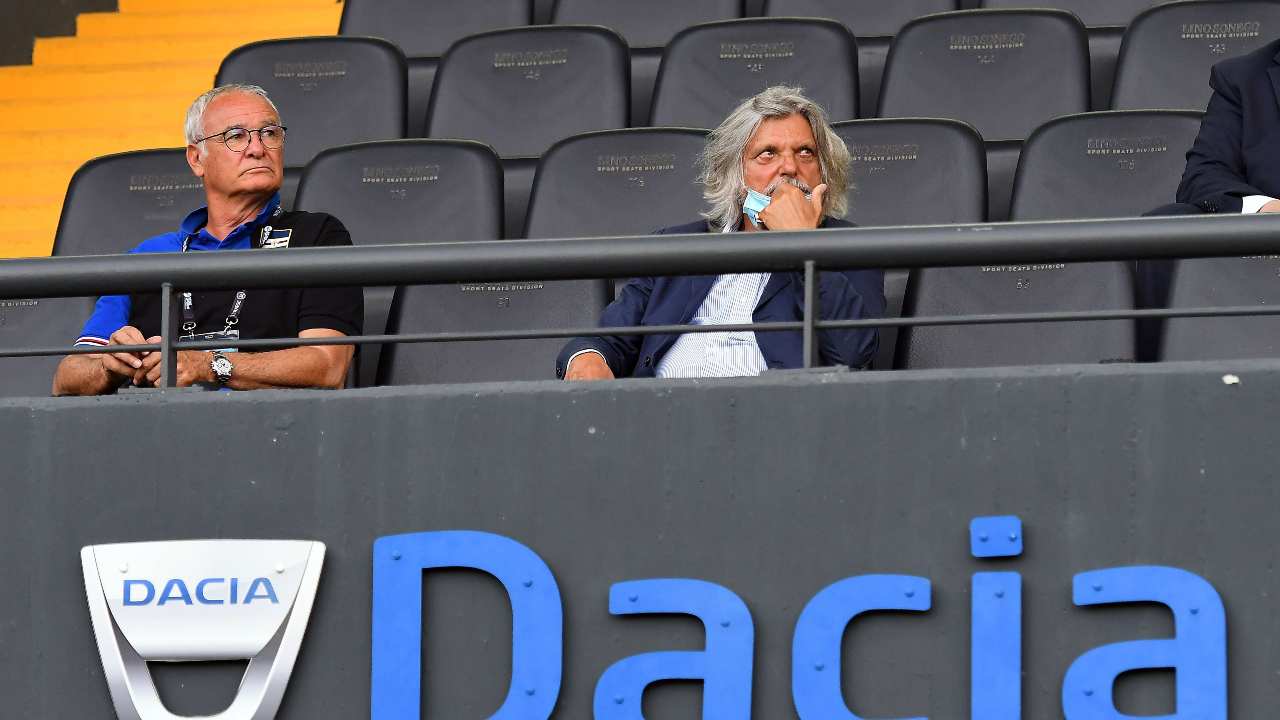 Ranieri e Ferrero seduti in tribuna Sampdoria