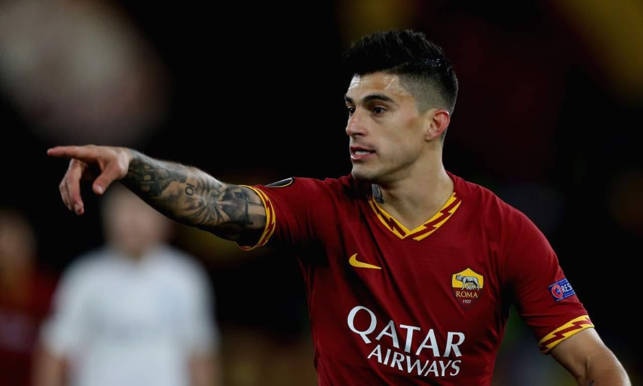 Diego Perotti in campo con la Roma