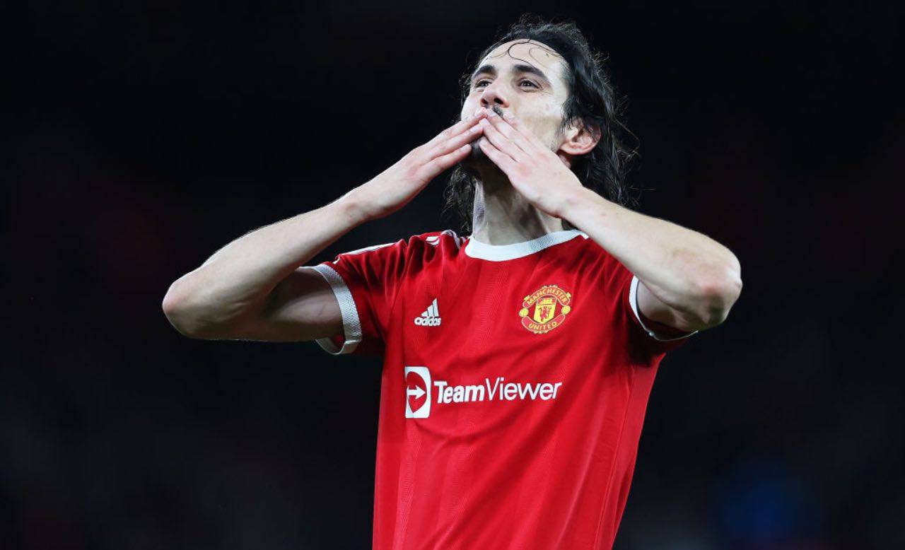 Cavani esulta in United-Burnley