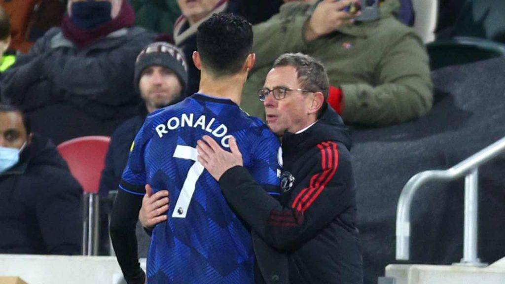 Ronaldo e Rangnick in campo