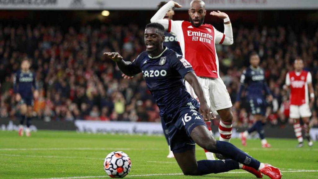 Axel Tuanzebe con la maglia dell'Aston Villa