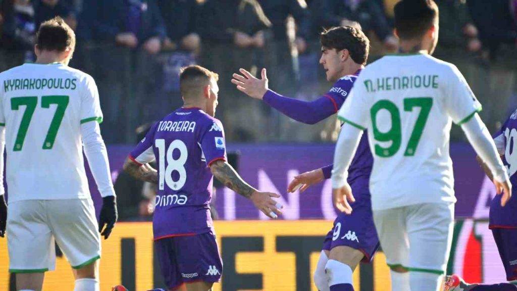 Vlhovic e Torreira con la maglia della Fiorentina