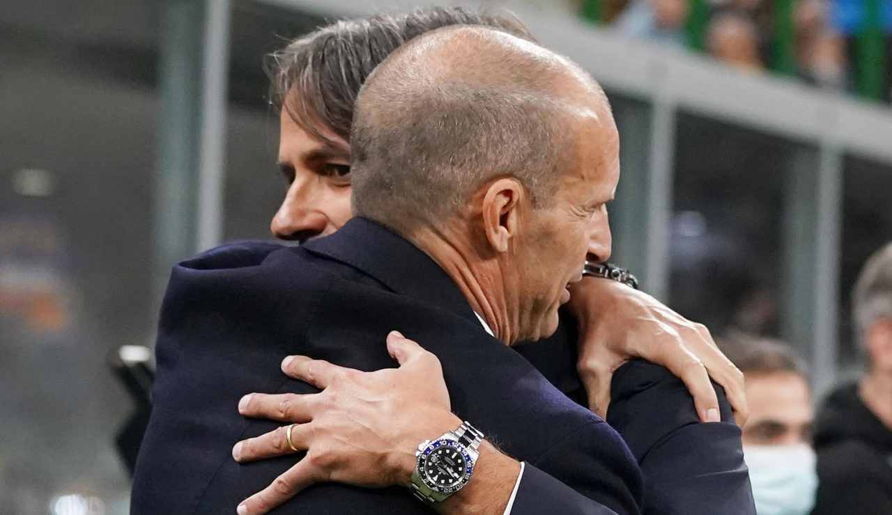 Inter-Juventus, Allegri ed Inzaghi si abbracciano
