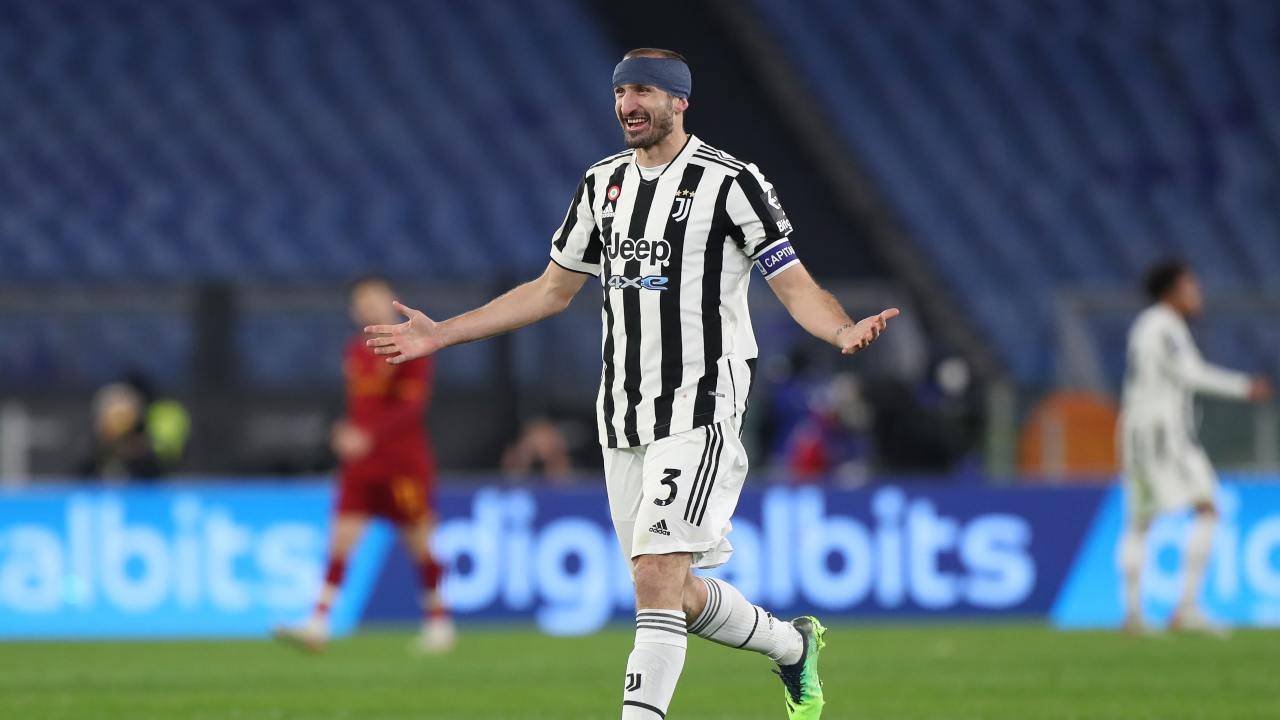 Chiellini festeggia contro la Roma