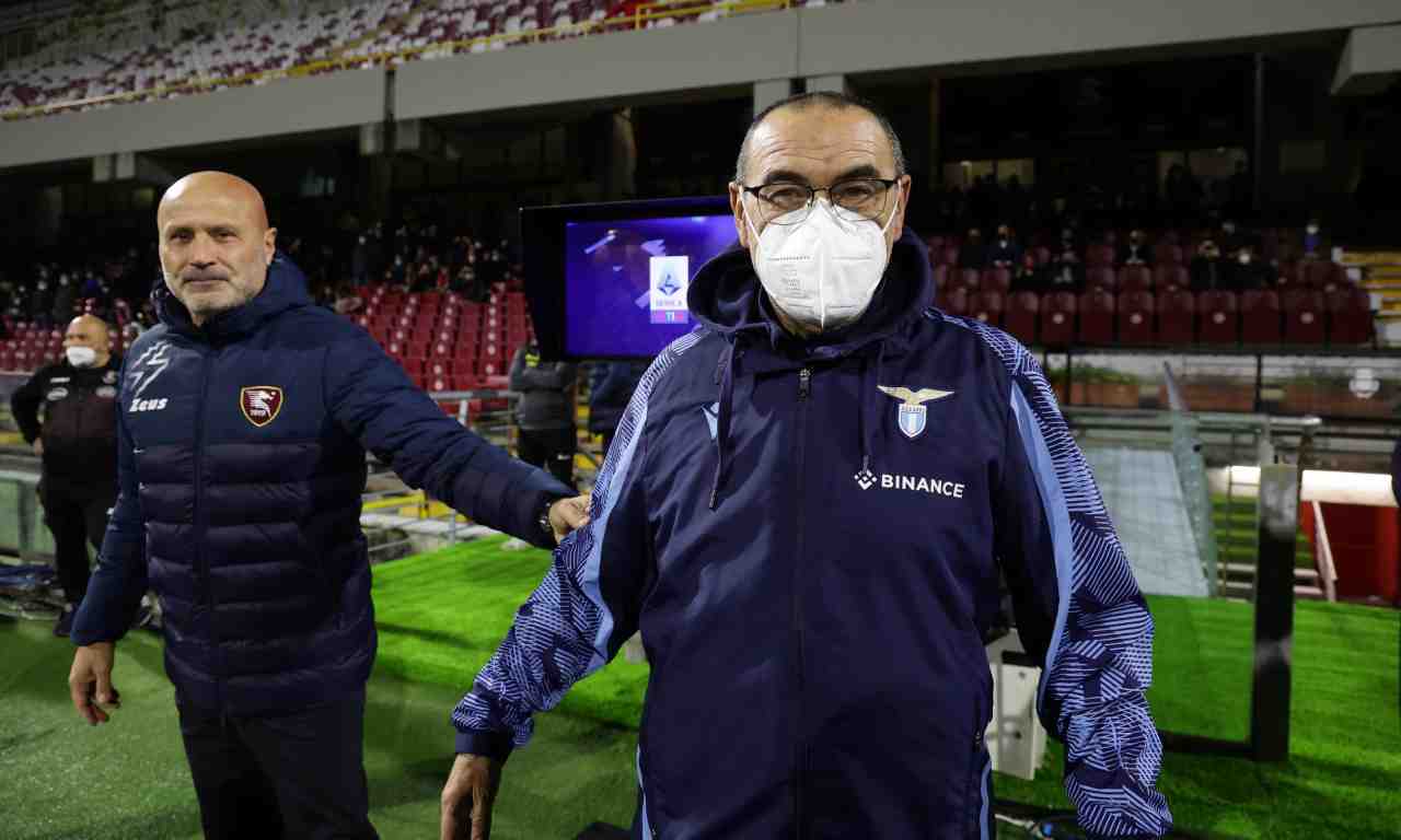 Salernitana-Lazio, Sarri e Colantuono a bordo campo