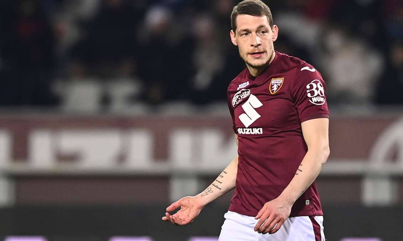 Andrea Belotti in campo col Torino