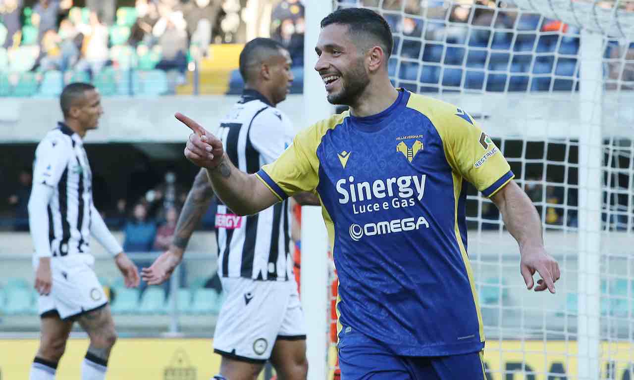 Caprari esulta in Verona-Udinese